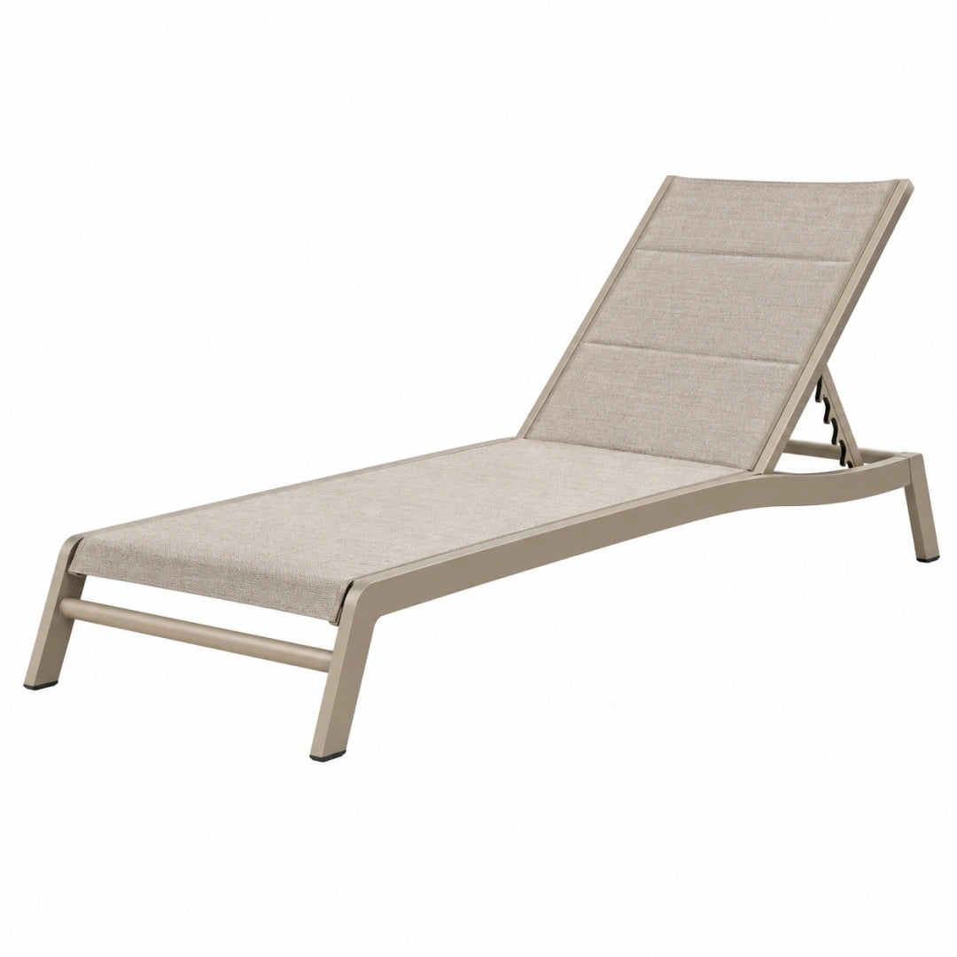 Leżak ogrodowy 190 x 65 x 95 cm z aluminium beżowy z regulowanym oparciem