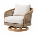 Fotel obrotowy 82 x 85 x 86 cm z drewna i plecionki beżowy do ogrodu