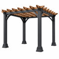 Pergola ogrodowa 300 x 300 x 250 cm z metalu i drewna czarno brązowa do tarasu