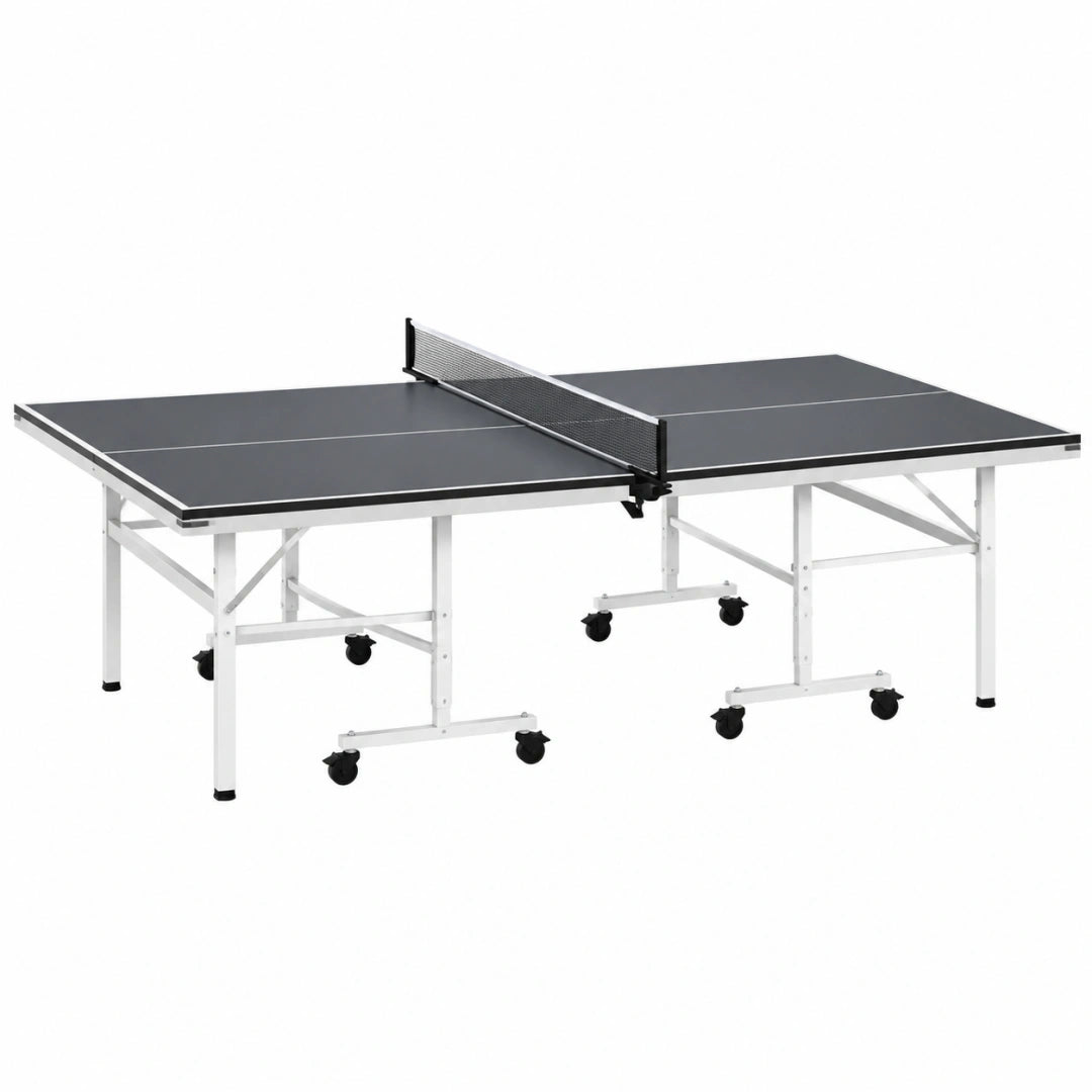 Stół do tenisa stołowego 274 x 152.5 x 76 cm czarny stalowy składany na kółkach