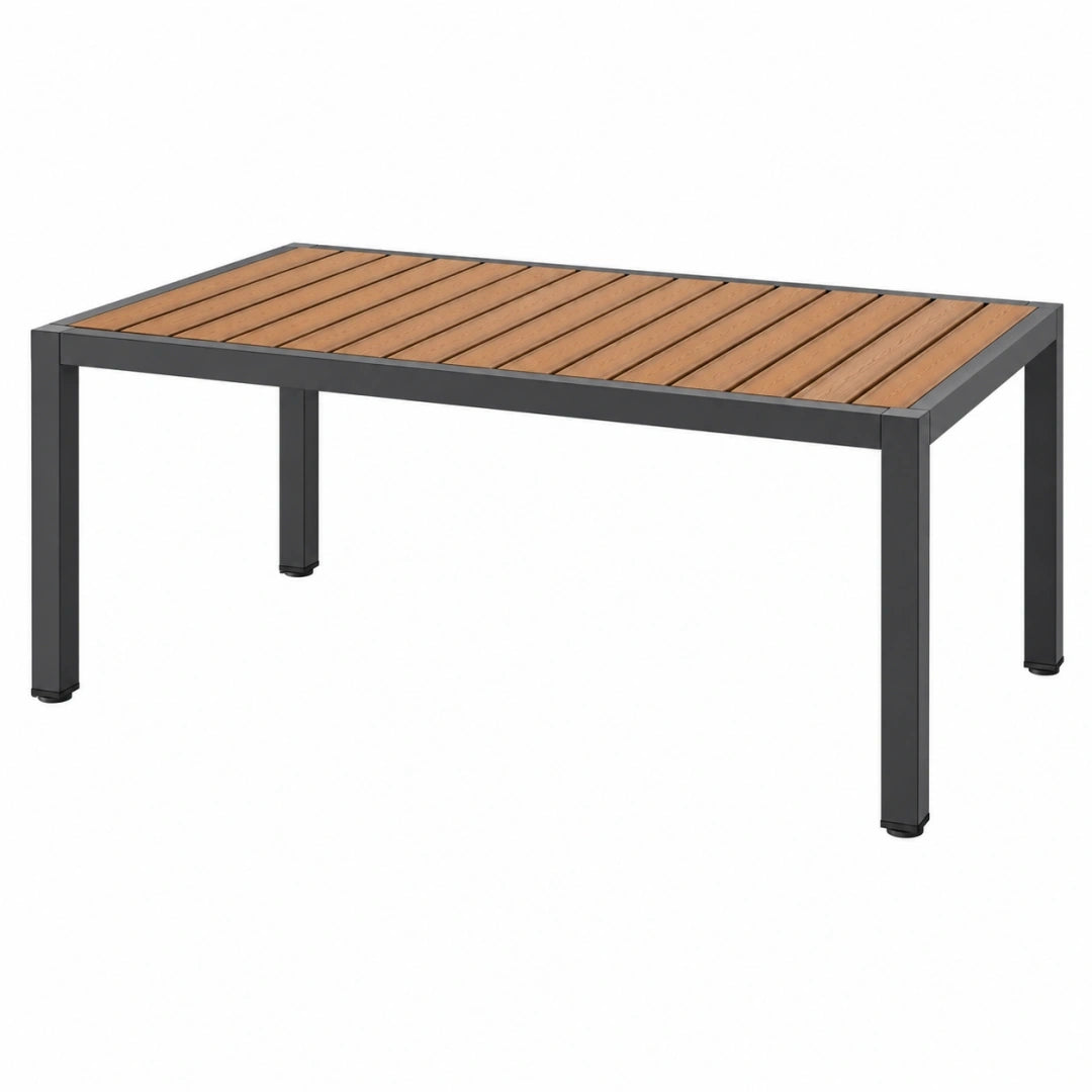 Stół ogrodowy 200 x 100 x 75 cm z drewnianym blatem i metalową ramą brązowy czarny