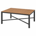 Stolik ogrodowy 120 x 70 x 45 cm z drewnianym blatem i metalową ramą brązowy czarny
