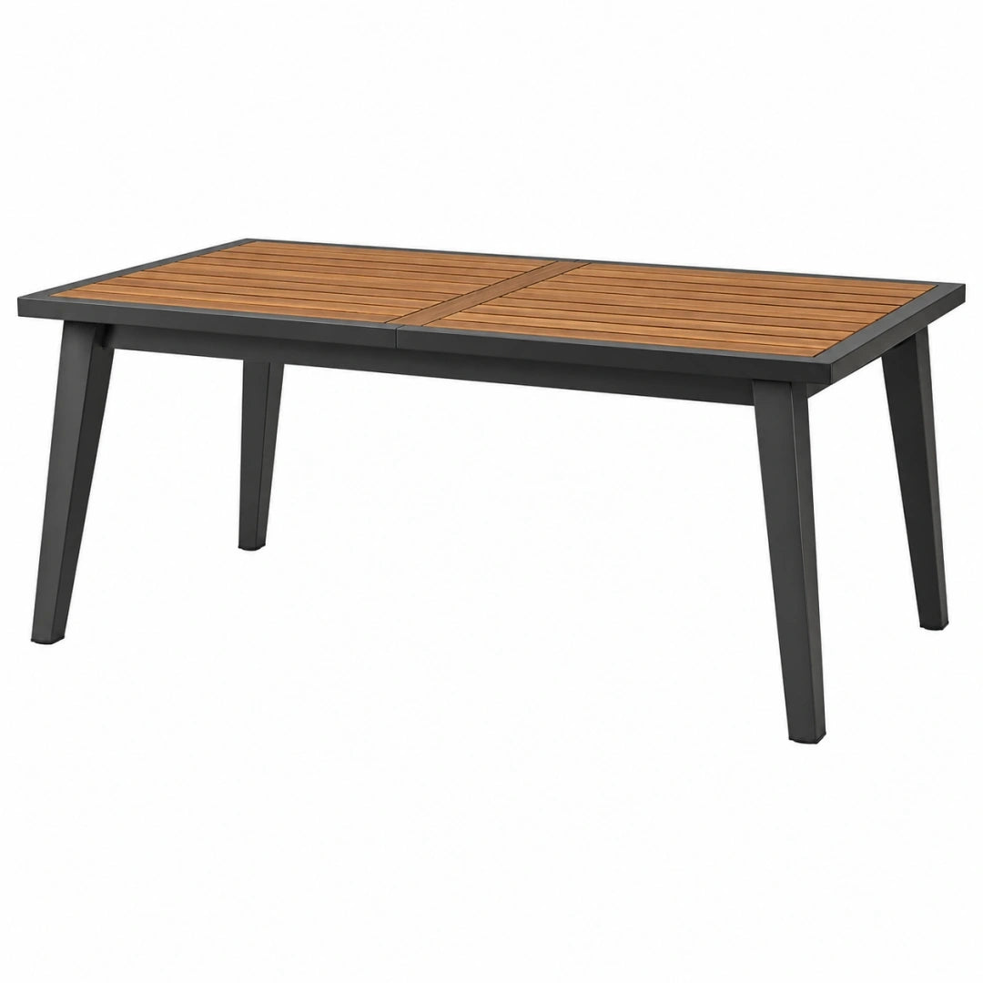 Stół ogrodowy 180 x 90 x 75 cm z drewnianym blatem czarno brązowy