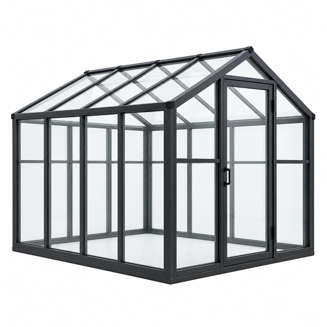 Szklarnia ogrodowa 250 x 190 x 195 cm aluminiowa czarna z przezroczystymi panelami