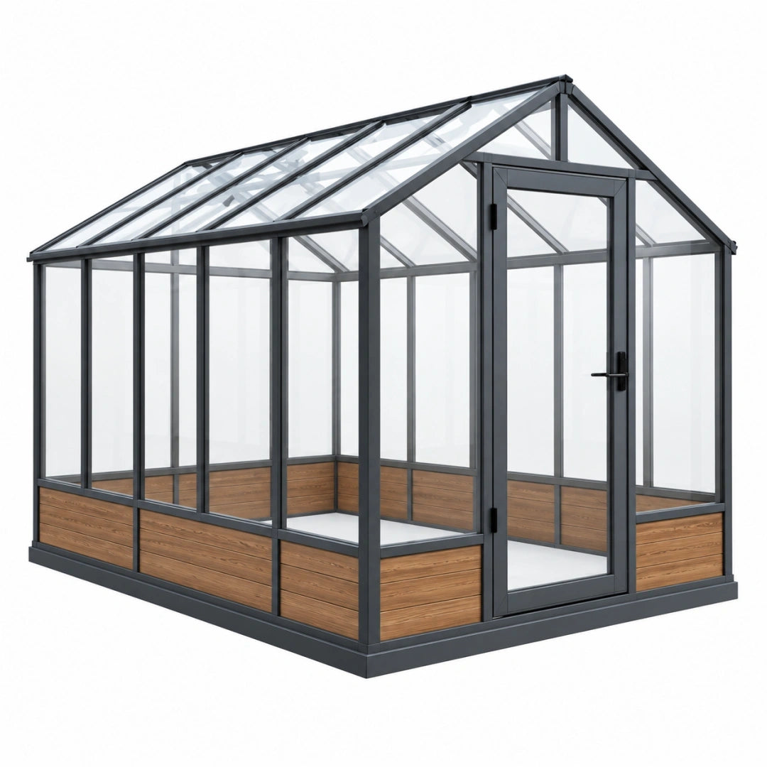 Szklarnia ogrodowa 300 x 240 x 240 cm metalowa z przezroczystymi panelami i drzwiami